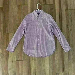 Ralph Lauren Long Sleeve Red‎ White Blue Checked Button Down Shirt Sz L Cotton